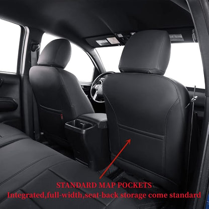 Tacoma Seat Covers Custom Fit for 2005-2011 Toyota Tacoma Double Cab/Crew Cab (Regular Seats),Fully Covered Faux Leather Seat Protector-Full Set (Black) - Image 4