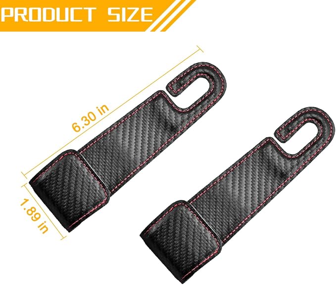 2PCS Car Seat Headrest Hook, Leather Vehicle Seatback Organizer Hanger for Hanging Purse Bag Coat, Auto Seat Back Storage Hook Accessories, Universal for SUV, Sedan, Truck (Carbon Fiber Black) - Image 2