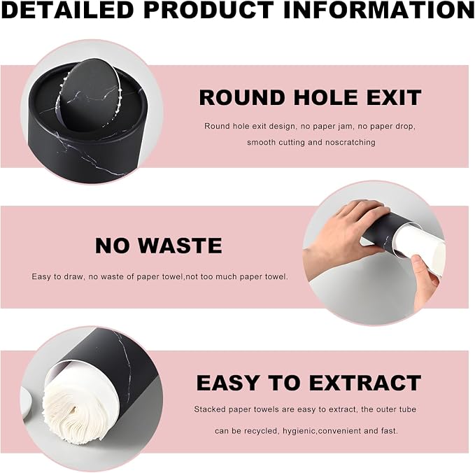 4 PCS Car Tissue Holder, Refillable Round Napkins Containers with Papers Inside, Convenient Travel Tissue Tubes Facial Paper Towel Cylinders for Vehicle Cup Holders (Black) - Image 3