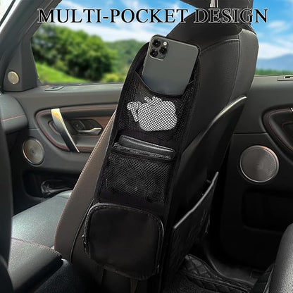 Car Seat Side Organizer, Seat Side Storage Pocket, Multifunctional Mesh Net Pocket, Car Multi-Pockets Backseat Organizer Side Hanging Bag for Storage Coins, Cell Phones, Glasses (Black, 1PCS) - Image 7