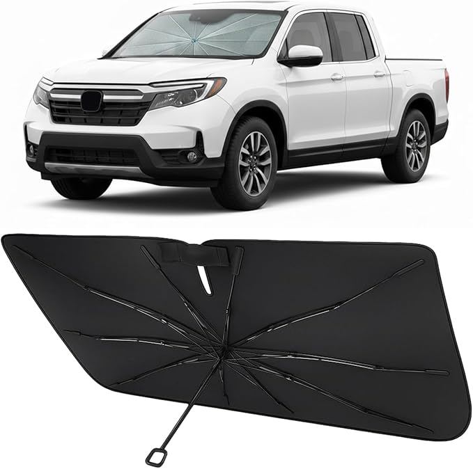 Proadsy Custom Fit 2017-2026 Honda Ridgeline Windshield Sun Shade Umbrella | Advanced Ice Crystal Material, -54°F Cooler, Zero-Gap Sunblock, Instant Setup & Foldable Design for Summer Parking, Daily Use by Proadsy