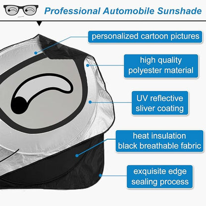 Car Windshield Sunshade, KANCOKIT Cartoon Pattern Auto Sun Shade for Front Window Sun Visor Protector UV Ray Reflector Shield to Keep Vehicle Cool Protect Kids Baby & Pets (59 x 33.5 Inch) - Image 2