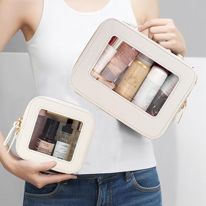 Travel Clear Makeup Bag Set, TSA Approved Cosmetic Bag Case with Zipper Portable Makeup Pouch Toiletry Bag Traveling Cosmetic Organizer Storage Bag Car Organizer Car Essentials - Image 2