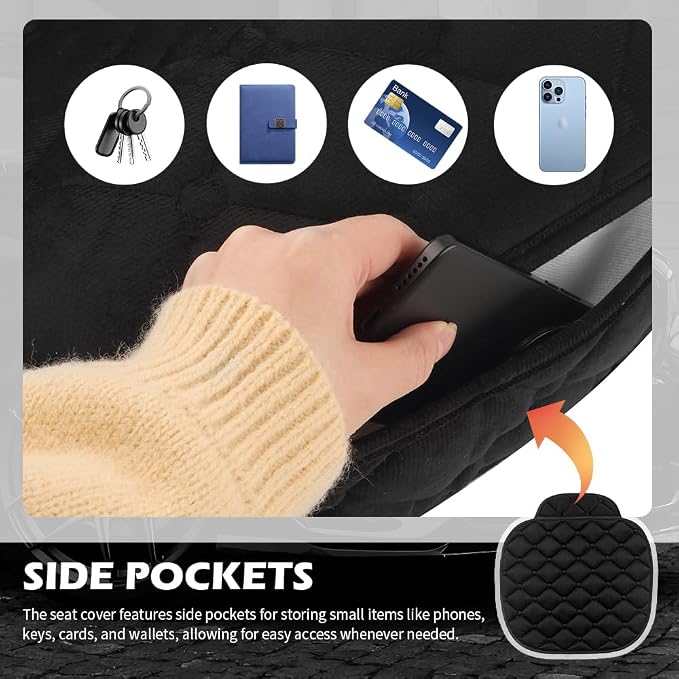 Plush Car Seat Covers with Side Pockets,Warm & Breathable Front Seat Covers for Car Seats Protection,All-Season Anti-Slip Cars Seats Cushion Pad Cars Interior Accessories (Front) - Image 5