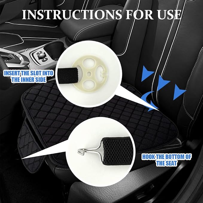 Leather Front Car Seat Cover, Anti-Slip Car Seat Bottom Covers, Full Wrapped Bottom Seat Protectors with Storage Pocket, Universal Comfortable Seat Cushion Fit Vehicles SUVs Trucks (K2-Black) - Image 4