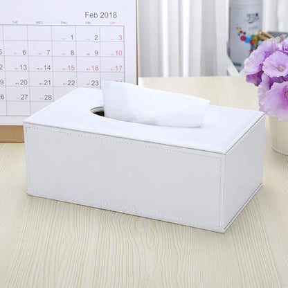 KINGFOM Rectangular PU Leather Tissue Box Cover - Facial Tissue Paper Napkin Holder for Bathroom, Home, Office, Car Automotive Decoration with Magnetic Bottom(White) - Image 8