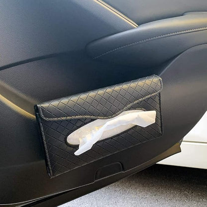 Car Tissue Holder, Sun Visor Tissue Holder, Car Visor Napkin Holder, PU Leather Backseat Tissue Case for Auto/Truck (Black) - Image 7