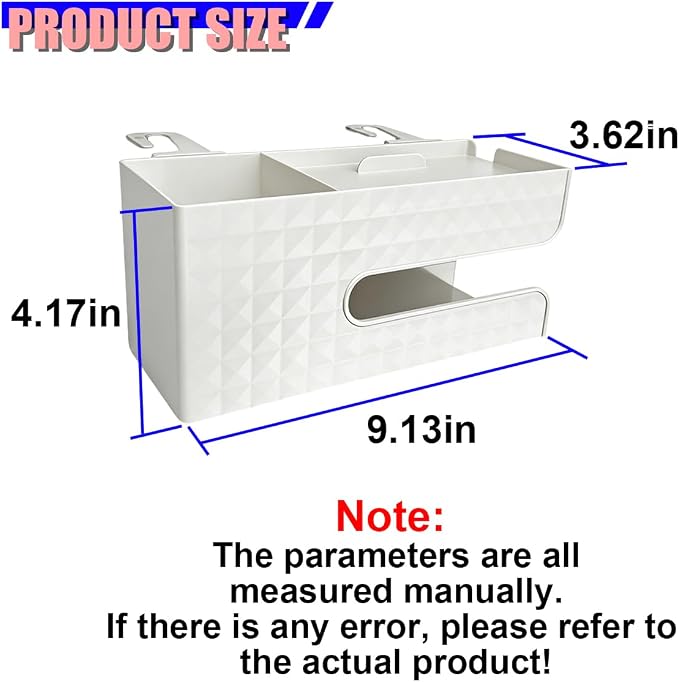 Car Back Seat Organizer, Automotive Drink Cup Holder with Hooks, Multifunctional Tissue Storage Box with Phone Holder, Vehicle Interior Organizer Accessories for Sedan, SUV, Truck (White) - Image 2