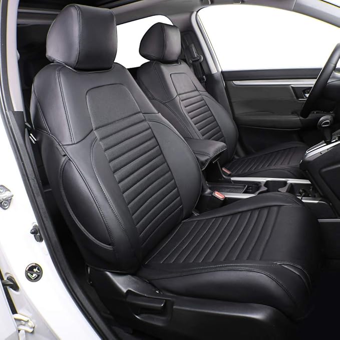 EKR Car Seat Covers for Honda CRV 2015-2016 Leatherette Full Set | Custom Fit for Honda CRV 2015 2016 Full Wrap,Airbag Compatible,Waterproof Pet-resistant,Faux Leather(Black) by EKR