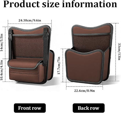 Car Organizer Storage Between Seats, Car Purse Holder, Nappa Leather Front Seat Storage Bag with Tissue Holder, Large Capacity Auto Console Organizer for Document Phone Wallet Snack (Brown) - Image 2