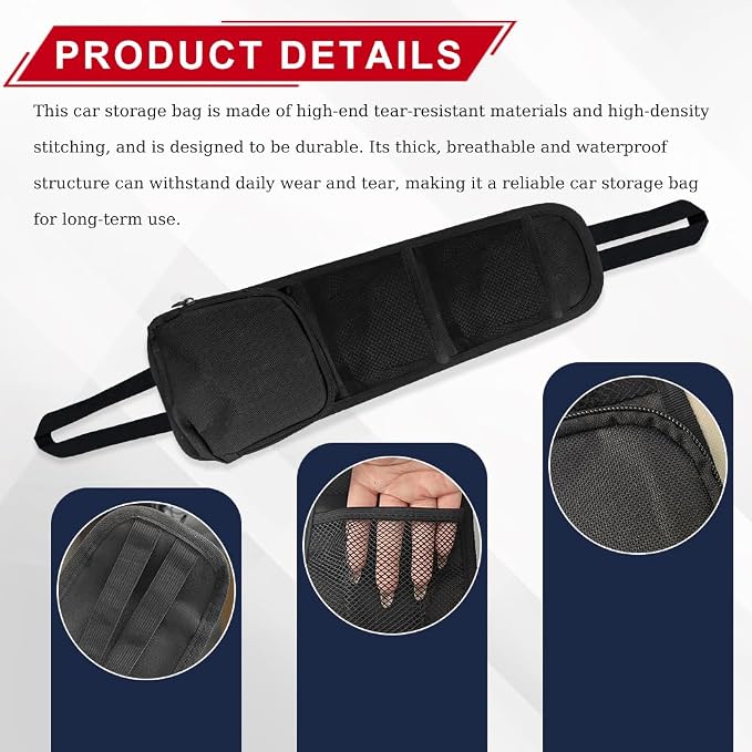 Car Seat Side Storage Pocket, Car Seat Organizer Hanging Bag (2, Black) - Image 3