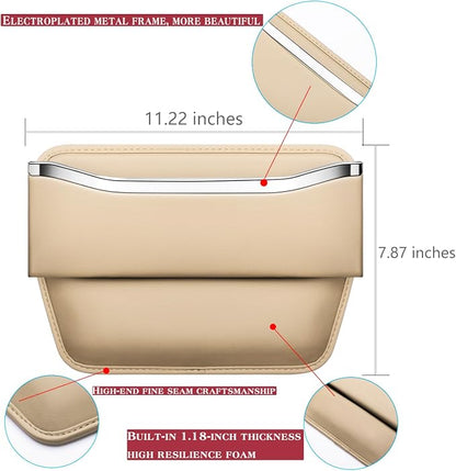 HOLDCY Car Seat Gap Filler Organizer - Leather Console Side Pocket Seat Storage - Stylish and Practical Car Accessories for Cars,SUV,Truck (Beige - 2 Pack) - Image 3