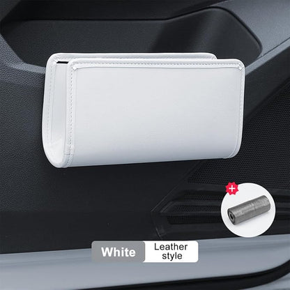 Car Seat Side Storage Pocket, Leather Hanging Foldable Multifunctional Vehicle Front Door Back Organizer Box, Waterproof Auto Interior Organizing Container, Universal fit(White) - Image 2