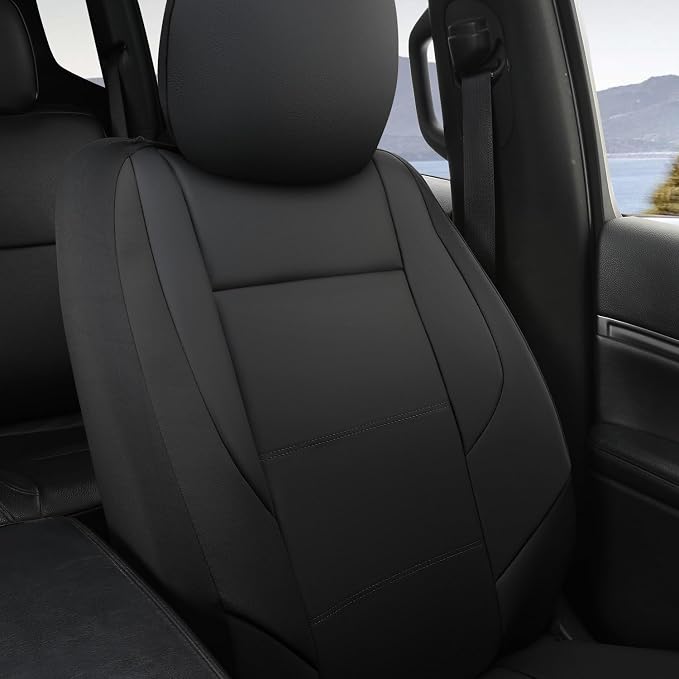 GIANT PANDA Front Seat Covers for Ford Explorer, Bronco/Bronco Sport(2021-2026), Escape, Maverick, Mustang, Ranger(2019-2026), Edge, Fusion, Focus, Faux Leather 2-Pack (Solid Black) - Image 9