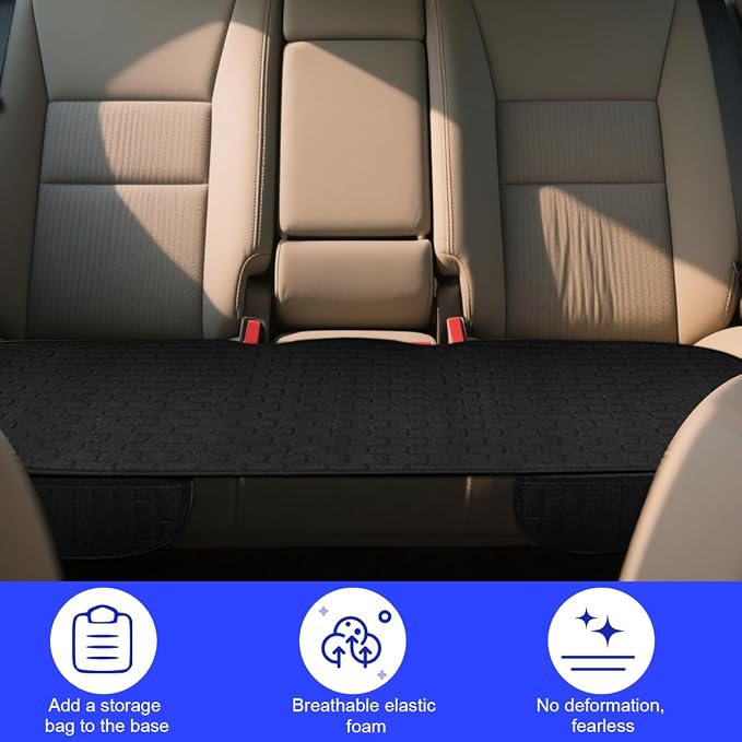 Osilly Car Back Seat Cover, Anti-Slip Long Vehicle Rear Bench Protectors with Storage Pocket, Breathable Comfortable Auto Interior Seating Bottom Protection Accessories, Universal Fit (Black) - Image 5
