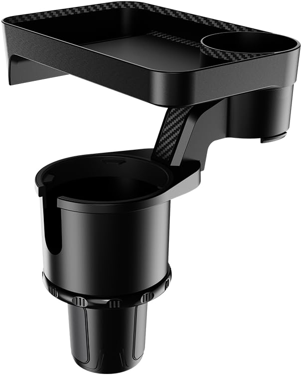Car Cup Holder Tray, 2 in 1 Cup Holder Expander Car Food Table Tray with Adjustable Base, 360° Rotate Car Tray for Eating, Detachable Car Table Fits Yeti, Hydro Flask 16-46 oz - Image 8