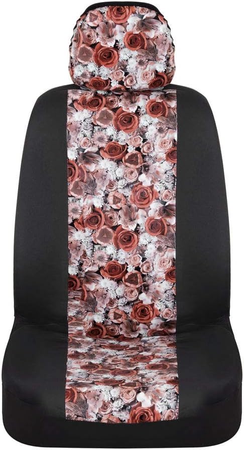 BDKdusty rose Floral Faux Leather Car Seat Covers for Front Seats, 2 Pack – Flower Pattern Front Seat Cover Set, Sideless Design for Easy Installation, Fits Most Car Truck Van and SUV - Image 4