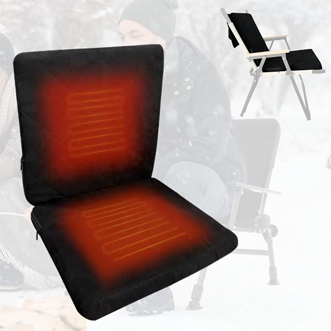 Heated Seat Cushion Foldable Memory Foam Heated Seat Pad with 3 Level Heating for Camping Fishing Office Chair Stadium Seats (Power Supply Not Included) (Artificial Suede)(L-Shape) by TCUDCKI