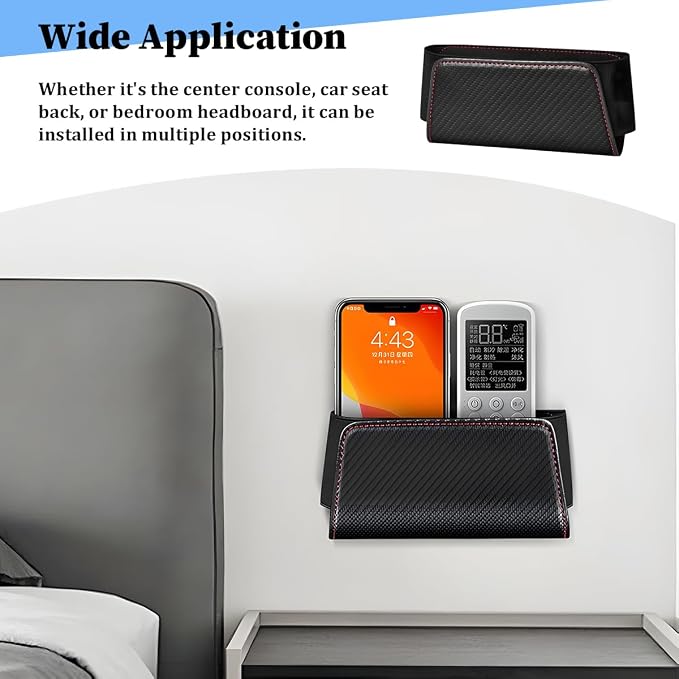 Car Seat Side Pocket Organizer, Leather Vehicle Seat Door Pouch Bag for Pen Phone Key, Automotive Console Card Sunglasses Holder Storage Bag, Universal for SUV Van Truck (Carbon Fiber) - Image 6