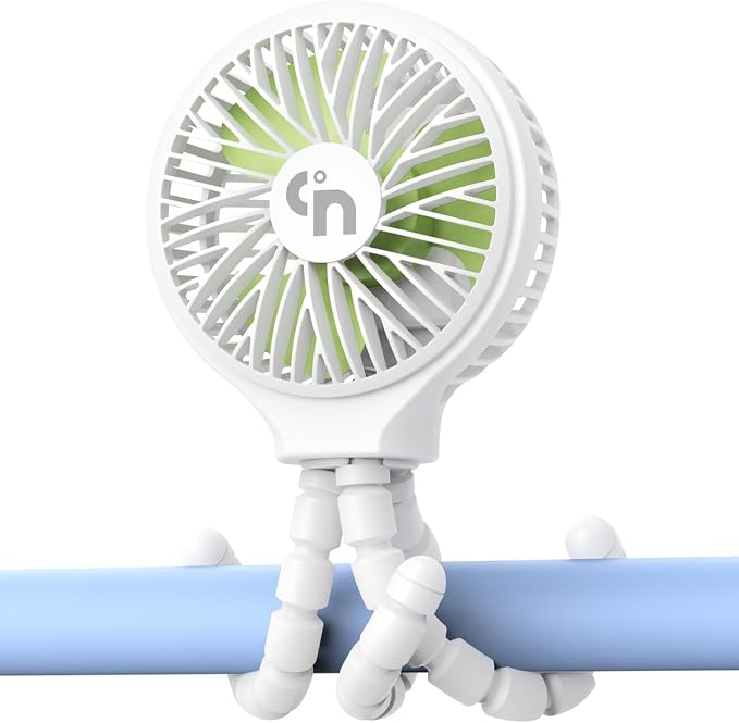 WiHoo Portable Stroller Fan, 11H Ultra-long Battery Life 3 Speed 360°Rotate, USB Rechargeable or Battery Operated Cooling Clip On Personal Fan for Baby Crib Travel Car Seat White by StrollerFan
