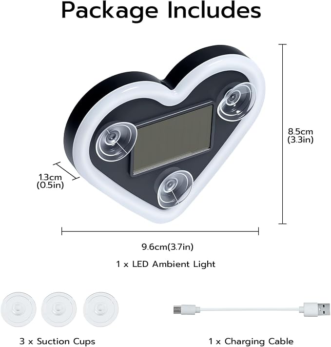 Mcbazel Car LED Ambient Light, Rechargeable Solar-Powered Heart-Shaped LED Light, 6 Lighting Modes, Romantic Car, Outdoor Decor, Ideal Gift for Couples, Women, Men - Ice Blue (1 Pcs) - Image 9