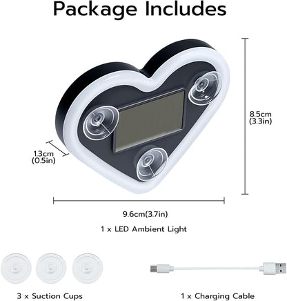 Mcbazel Car LED Ambient Light, Rechargeable Solar-Powered Heart-Shaped LED Light, 6 Lighting Modes, Romantic Car, Outdoor Decor, Ideal Gift for Couples, Women, Men - Ice Blue (1 Pcs) - Image 9