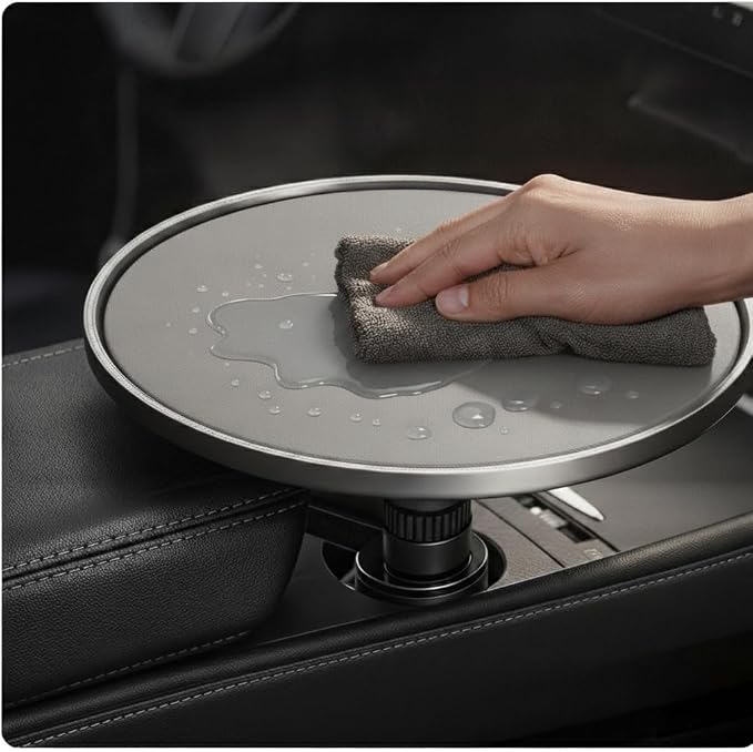 Car Desk for Laptop, Car Tray & Car Food Tray with Cup Holder ，Height-Adjustable 360° As Car Seat Tray Or Car Table Tray, Compatible with Tesla Model 3/Y/S, Ford/Most Vehicles (White) - Image 4