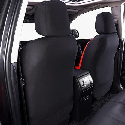 Flying Banner car seat Covers Protects Water Proof Faux Leather Carbon Fiber Front and Rear Bench (Red Black, Full Set - 9PCS) - Image 3