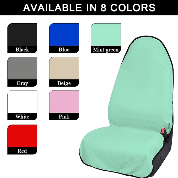 DXNQ Car Towel Seat Cover, Waterproof Sweating Non-Slip Premium Soft Towel Carseat Protector, Universal Machine Washable Car Truck SUV Front Seat Cover for Gym Workout Beach Hiking (Mint Green) - Image 4
