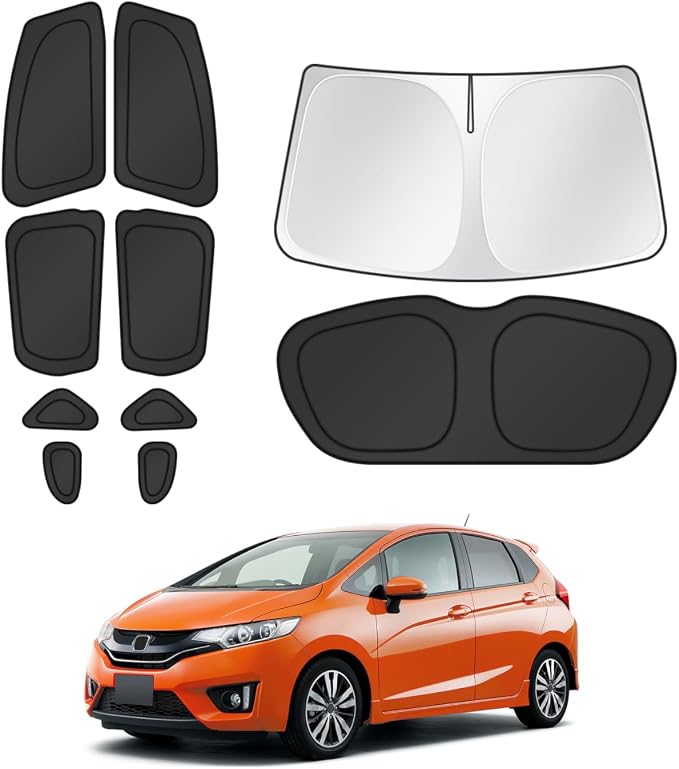 Canvcle Window Shades for 2015-2020 Honda Fit Accessories Windshield Sun Shade Side Rear Window Covers Sunshade Sun Visor Shield Privacy Protection for Camping Keep Vehicle Cool Black 10PCS by Canvcle