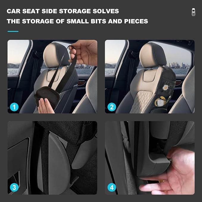 Car Seat Side Organizer, Car Backrest Side Storage Hanging Bag, Multifunctional Mesh Net Pocket Hold Mobile Phone, Wallet, Glasses, Universal Seat Storage Accessories for Car SUV Truck (1PCS) - Image 6
