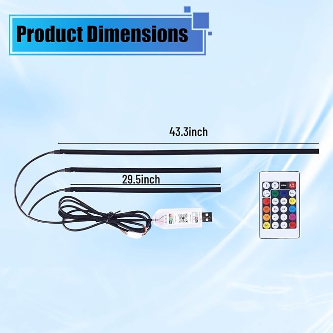 Car Interior LED Strip Light, Flexible Acrylic RGB Ambient Neon Light with Wireless APP & Remote Control, 3-in-1 Music Sync Auto Internal Atmosphere Lamp Strip, Universal for Vehicles - Image 2