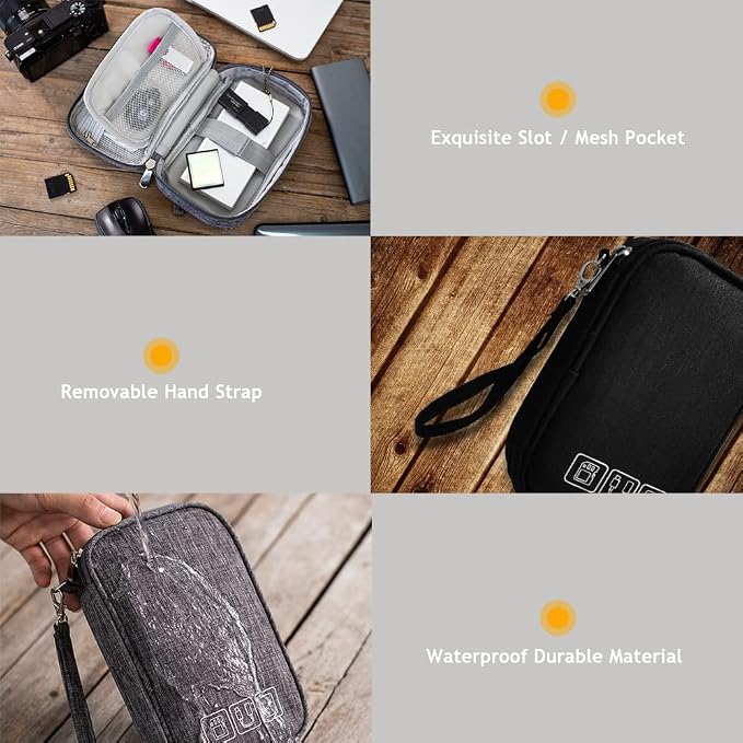 Electronic Organizer Bag Cable Organizer Travel Cord Organizer Case Pouch Portable Carrying Case for Charger Hard Drive Earphone USB SD Card (Red) - Image 5