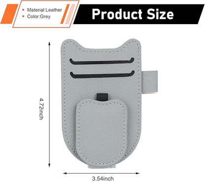 Sunglass Holder for Car, Leather Clip Sun Visor Sunglass Holder, Multi-functional Ticket Card Clip Organizer, Universal Visor Accessories, for Most Cars (Gray) - Image 2