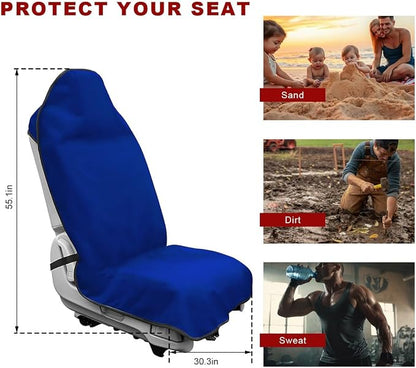 2PCS Car Towel Seat Cover, Waterproof Non-Slip Front Seat Protector for Post Gym Workout Beach Hiking, Sweatproof Washable Bucket Seat Protective Cover for Car SUV Truck Sedan (Blue) - Image 2