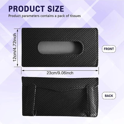 Car Visor Tissue Holder, Tissue Box Holder for Car, Leather Auto Sun Visor Napkin Case Mask Dispenser, Automotive Accessories Rectangular Hanging Auto Napkin Box Fit for Most Vehicles (Black) - Image 2