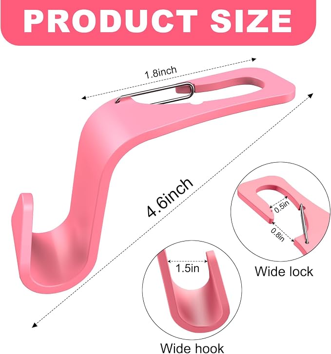 4 Pack Car Back Seat Headrest Hook Storage Organizer for Purses Bags Handbags Groceries, Car Interior Accessories,Pink - Image 2
