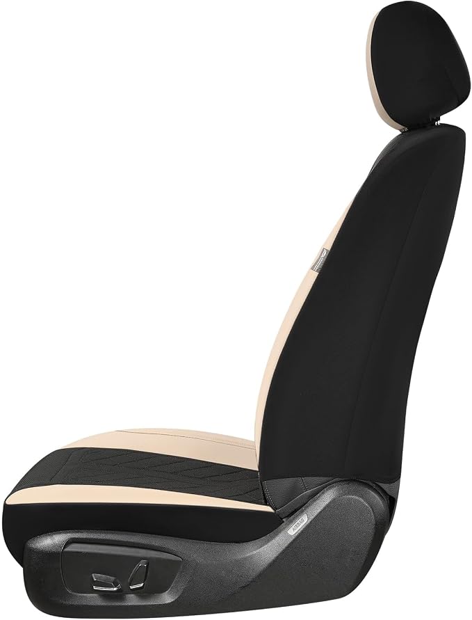 Coverado Front Seat Covers, Beige Seat Covers 2 Seats, Leather Car Protectors 2-Pack, Auto Seat Covers Spill-Proof Design Universal Fit for SUV, Vans, Sedan, Truck - Image 7
