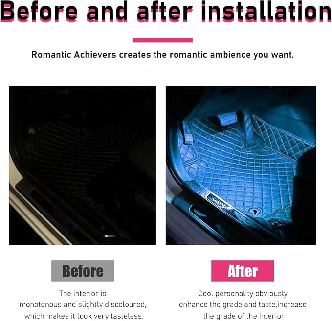 Car LED Strip Light, 24 LEDs RGB Neon Interior Atmosphere Lights, 12V Under Dash Ambient Night Light, Cigarette Lighter Auto Interior Decorative Lamp, Car Accessories (Ice Blue) - Image 5