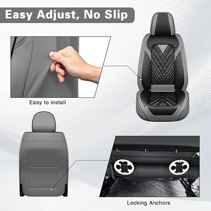 Fit for Toyota Corolla Cross Seat Covers 2022-2026,Premium Leather, 360° Full Protection, Thick Padding & Memory Foam, Waterproof & Stain-Resistant Car Seat Cover Front Set (2 Seat,Gray&Black) - Image 7