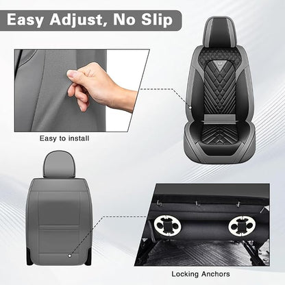 Fit for Toyota GR86 Seat Covers 2022-2025,Premium Leather, 360° Full Protection, Thick Padding & Memory Foam, Waterproof & Stain-Resistant Car Seat Cover (2 Seat,Gray&Black) - Image 7