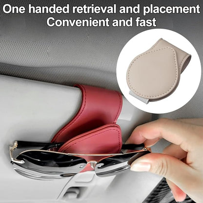 Mandark 2PCS Magnetic Sunglass Holder for Car Visor, Leather Vehicle Eyeglass Hanger Clip, Automotive Interior Ticket Card Glasses Organizer Clamp Accessories, Universal Fit (Beige) - Image 4
