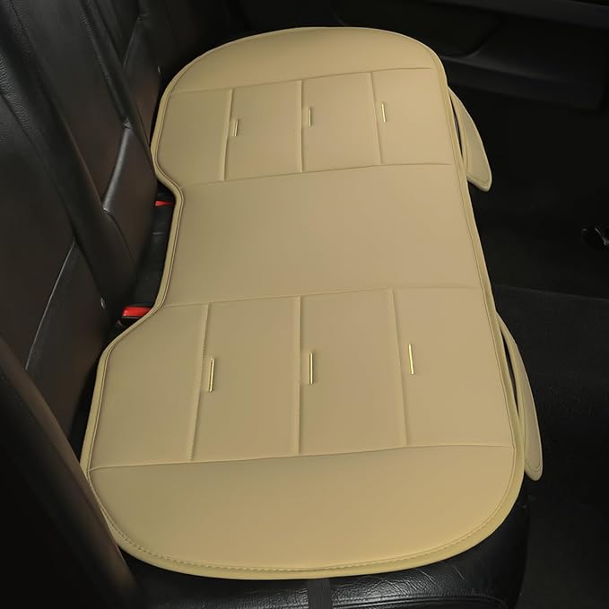 West Llama Bottom Seat Covers, Include 1 Pair Front Seat Protector and 1 Rear Seat Cover, Universal PU Leather Seat Covers for 90% Cars (Beige) - Image 4
