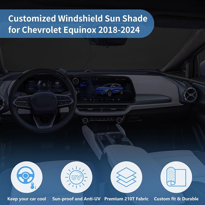 Windshield Sun Shade Car Sunshade Accessories for Chevy Equinox 2018-2026 | HOHUIGO Front Window Screen Shade Foldable Sun Visor UV Protector Heat Shield for Chevrolet Equinox Cover Keep Car Cooler - Image 4