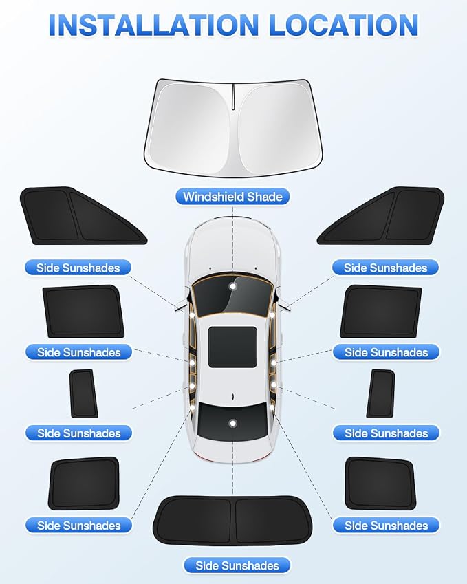 Canvcle Sunshades for Hyundai Santa Fe 2024 2025 2026 Accessories Windshield Sun Shade Side Rear Window Shade Cover Sun Visor Shield Privacy Protection Keep Vehicle Cool Black 10PCS - Image 5