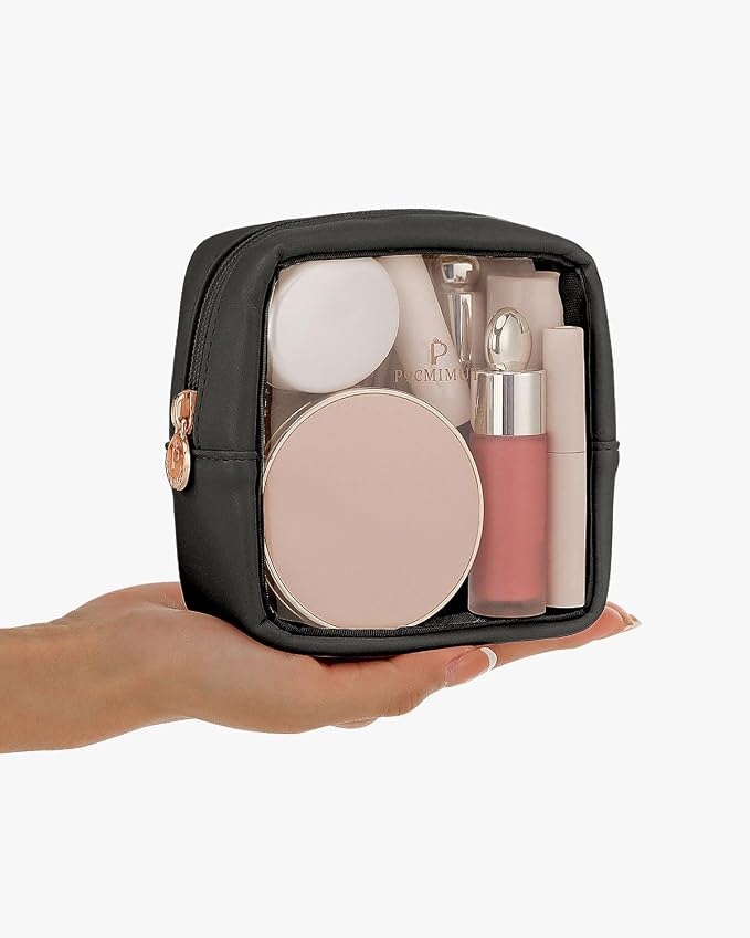 Clear Makeup Bag, Easy to Find Mini Makeup Bag for Purse, Travel Makeup Bag for Car, Compact Cosmetic Pouch for Daily Essentials,Black - Image 2
