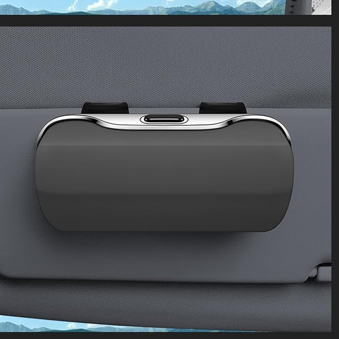 Zipelo 7.09 x 2.56 Inch Car Sun Visor Sunglasses Case, Gray | ABS construction, push-bounce opening, clip-on mounting, holds eyewear tickets and cards, car interior accessories - Image 6