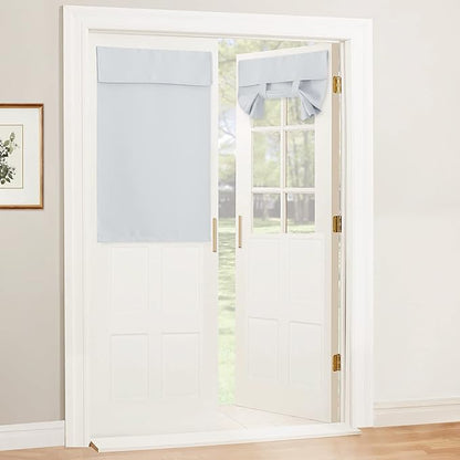 RYB HOME Kitchen Window Curtains Stick on Small Curtains for Back Door | Door Window Curtains,Classroom French Door Front Door Bathroom Garage, Mini Blinds no Drill,W26 x L40,Greyish White,1 Panel by RYBHOME