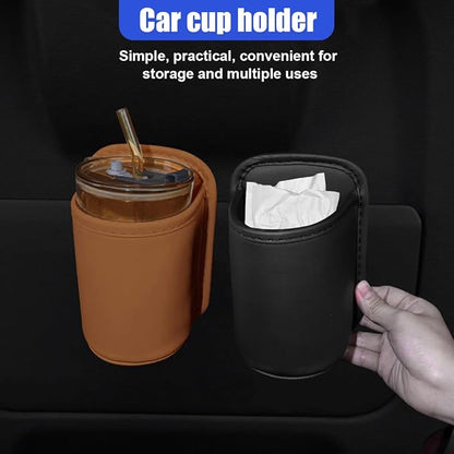 Leather Car Cup Holder, Hanging Automotive Back Seat Bottle Holders, Scratch-Resistant Vehicle Door Drink Holder, Clip-On Auto Organizer Accessories for Soda Cans, Coffee (Black/2PCS) - Image 5