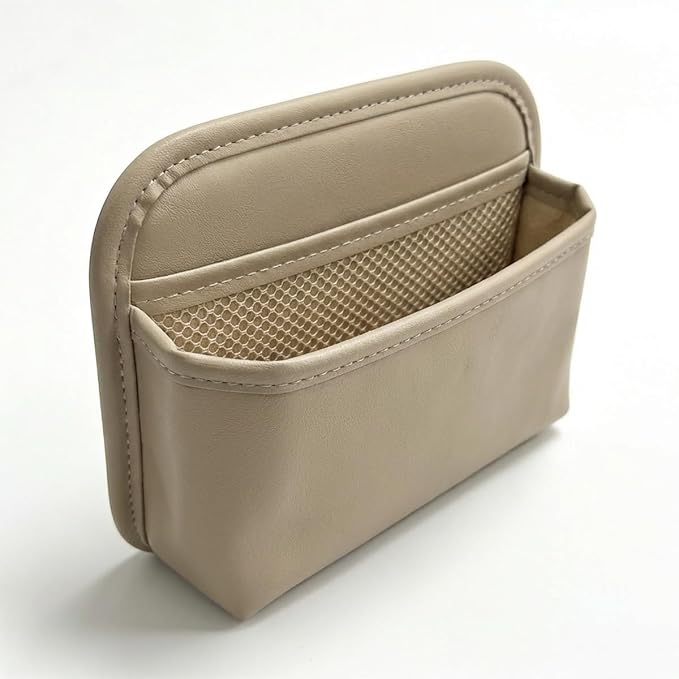 Car Seat Side Storage Bag, PU Leather Automotive Console Seat Gap Filler Organizer, Multifunctional Mini Vehicle Door Side Pouch for Phones, Keys, Wallets, Sunglasses (Beige) by Unknown